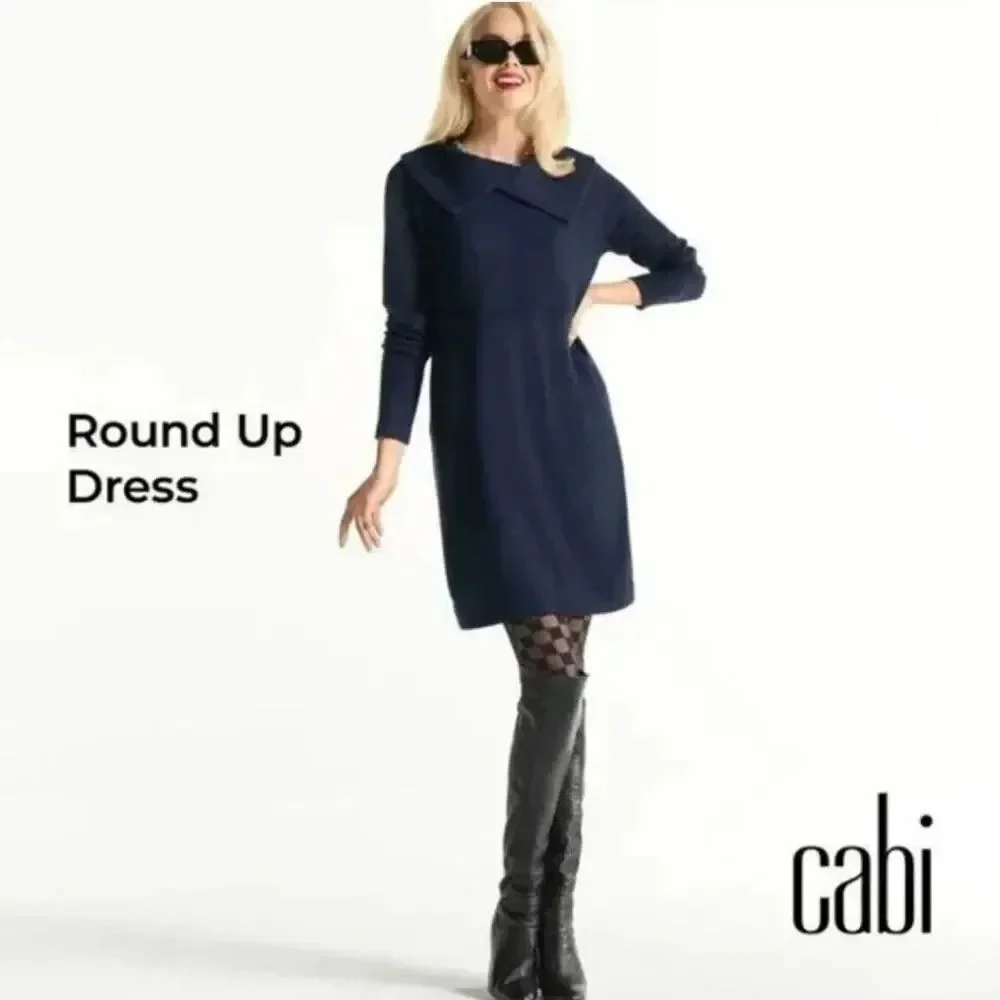 Cabi Round Up Pockets Navy Blue Dress Size M #4390 Casual Travel Workwear NWT